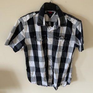 Tommy Hilfiger Men's Black/White Checked Short Sleeve Shirt M